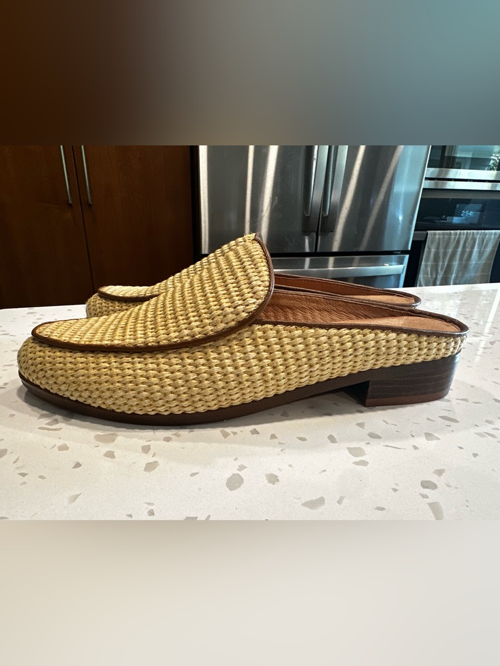 J. Jill Woven Straw Slip-On Loafers in Natural Brown